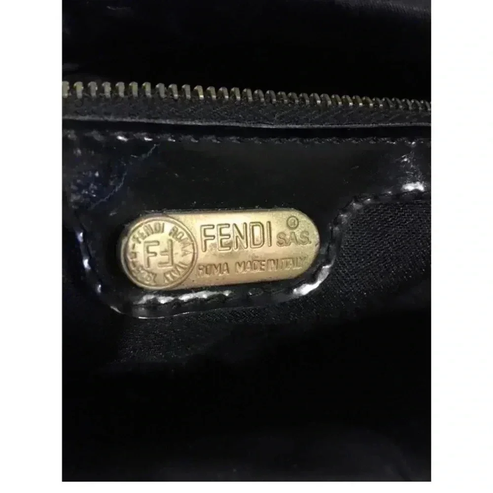 Fendi vintage black nylon satchel handbag